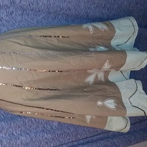 She's Cotton Blue and Tan Skirt